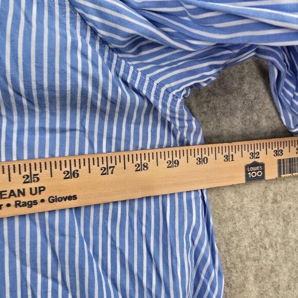 Woman Within Womens Striped Button-Up Blue Tunic Blouse 3X Cotton Relaxed Fit - Picture 8 of 8